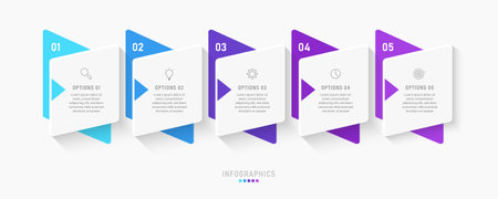 Vector Infographic label design template with icons and 5 options or steps. Can be used for process diagram, presentations, workflow layout, banner, flow chart, info graph.のイラスト素材