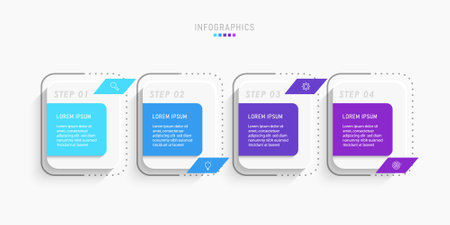 Vector Infographic label design template with icons and 4 options or steps. Can be used for process diagram, presentations, workflow layout, banner, flow chart, info graph.のイラスト素材