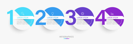 Vector Infographic label design template with icons and 4 options or steps. Can be used for process diagram, presentations, workflow layout, banner, flow chart, info graph.のイラスト素材