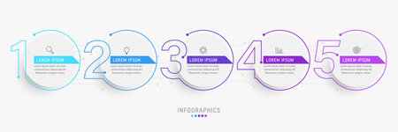Vector Infographic label design template with icons and 5 options or steps. Can be used for process diagram, presentations, workflow layout, banner, flow chart, info graph.のイラスト素材