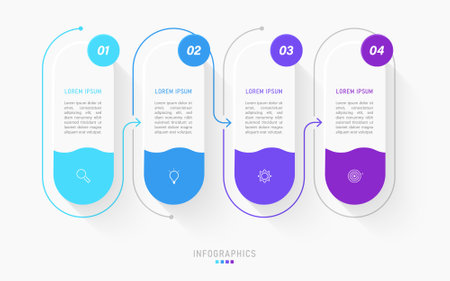 Vector Infographic label design template with icons and 4 options or steps. Can be used for process diagram, presentations, workflow layout, banner, flow chart, info graph.のイラスト素材