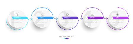 Vector Infographic label design template with icons and 5 options or steps. Can be used for process diagram, presentations, workflow layout, banner, flow chart, info graph.のイラスト素材
