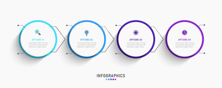 Vector Infographic label design template with icons and 4 options or steps. Can be used for process diagram, presentations, workflow layout, banner, flow chart, info graph.のイラスト素材