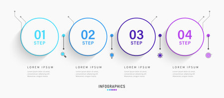 Vector Infographic label design template with icons and 4 options or steps. Can be used for process diagram, presentations, workflow layout, banner, flow chart, info graph.のイラスト素材