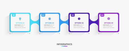 Vector Infographic label design template with icons and 4 options or steps. Can be used for process diagram, presentations, workflow layout, banner, flow chart, info graph.のイラスト素材