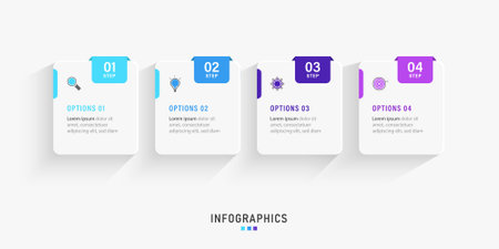 Vector Infographic label design template with icons and 4 options or steps. Can be used for process diagram, presentations, workflow layout, banner, flow chart, info graph.のイラスト素材