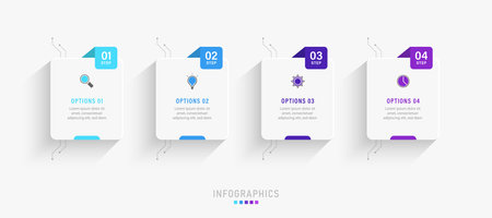 Vector Infographic label design template with icons and 4 options or steps. Can be used for process diagram, presentations, workflow layout, banner, flow chart, info graph.のイラスト素材