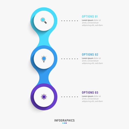 Vector Infographic label design template with icons and 3 options or steps. Can be used for process diagram, presentations, workflow layout, banner, flow chart, info graph.のイラスト素材