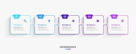 Vector Infographic label design template with icons and 5 options or steps. Can be used for process diagram, presentations, workflow layout, banner, flow chart, info graph.のイラスト素材