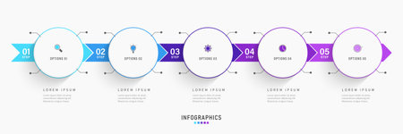 Vector Infographic label design template with icons and 5 options or steps. Can be used for process diagram, presentations, workflow layout, banner, flow chart, info graph.のイラスト素材