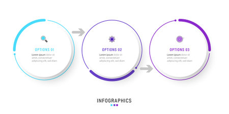 Vector Infographic label design template with icons and 3 options or steps. Can be used for process diagram, presentations, workflow layout, banner, flow chart, info graph.のイラスト素材