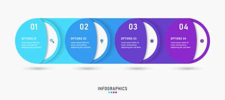 Vector Infographic label design template with icons and 4 options or steps. Can be used for process diagram, presentations, workflow layout, banner, flow chart, info graph.のイラスト素材