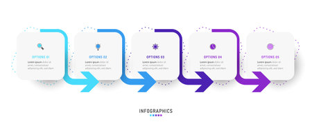 Vector Infographic label design template with icons and 5 options or steps. Can be used for process diagram, presentations, workflow layout, banner, flow chart, info graph.のイラスト素材
