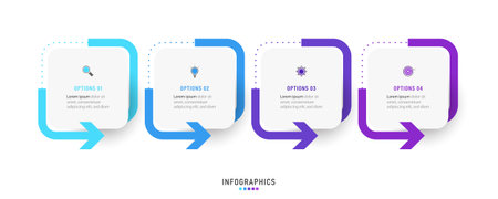Vector Infographic label design template with icons and 4 options or steps. Can be used for process diagram, presentations, workflow layout, banner, flow chart, info graph.のイラスト素材