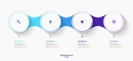 Vector Infographic label design template with icons and 4 options or steps. Can be used for process diagram, presentations, workflow layout, banner, flow chart, info graph.のイラスト素材
