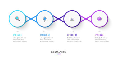 Vector Infographic label design template with icons and 4 options or steps. Can be used for process diagram, presentations, workflow layout, banner, flow chart, info graph.のイラスト素材