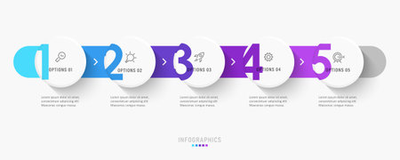 Vector Infographic label design template with icons and 5 options or steps. Can be used for process diagram, presentations, workflow layout, banner, flow chart, info graph.のイラスト素材