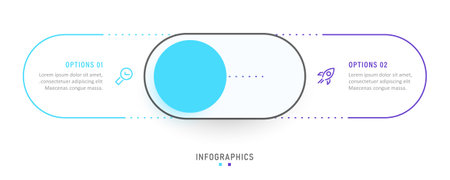 Vector Infographic label design template with icons and 2 options or steps. Can be used for process diagram, presentations, workflow layout, banner, flow chart, info graph.のイラスト素材