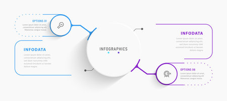 Vector Infographic label design template with icons and 2 options or steps. Can be used for process diagram, presentations, workflow layout, banner, flow chart, info graph.のイラスト素材