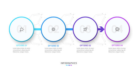 Vector Infographic label design template with icons and 4 options or steps. Can be used for process diagram, presentations, workflow layout, banner, flow chart, info graph.のイラスト素材