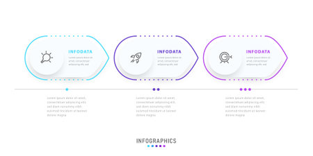 Vector Infographic label design template with icons and 3 options or steps. Can be used for process diagram, presentations, workflow layout, banner, flow chart, info graph.のイラスト素材