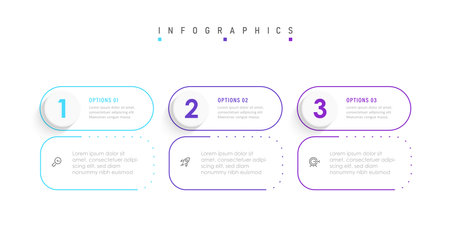 Vector Infographic label design template with icons and 3 options or steps. Can be used for process diagram, presentations, workflow layout, banner, flow chart, info graph.のイラスト素材