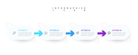 Vector Infographic label design template with icons and 4 options or steps. Can be used for process diagram, presentations, workflow layout, banner, flow chart, info graph.のイラスト素材
