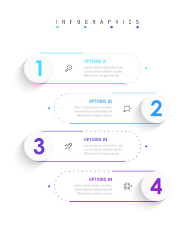 Vector Infographic label design template with icons and 4 options or steps. Can be used for process diagram, presentations, workflow layout, banner, flow chart, info graph.のイラスト素材