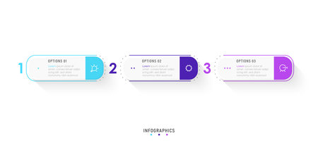 Vector Infographic label design template with icons and 3 options or steps. Can be used for process diagram, presentations, workflow layout, banner, flow chart, info graph.のイラスト素材