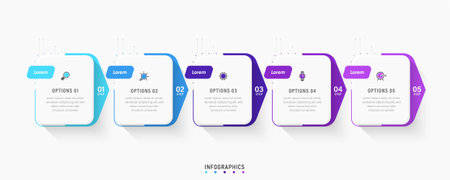 Vector Infographic label design template with icons and 5 options or steps. Can be used for process diagram, presentations, workflow layout, banner, flow chart, info graph.のイラスト素材