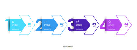 Vector Infographic label design template with icons and 4 options or steps. Can be used for process diagram, presentations, workflow layout, banner, flow chart, info graph.のイラスト素材