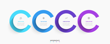 Vector Infographic label design template with icons and 4 options or steps. Can be used for process diagram, presentations, workflow layout, banner, flow chart, info graph.のイラスト素材
