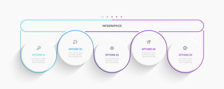 Vector Infographic label design template with icons and 5 options or steps. Can be used for process diagram, presentations, workflow layout, banner, flow chart, info graph.のイラスト素材