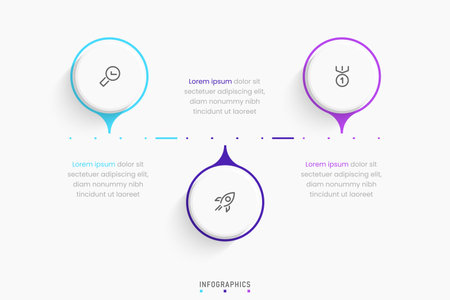 Vector Infographic label design template with icons and 3 options or steps. Can be used for process diagram, presentations, workflow layout, banner, flow chart, info graph.のイラスト素材