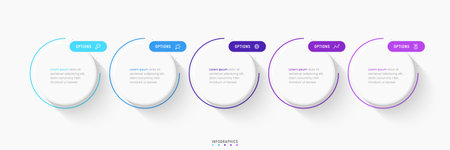 Vector Infographic label design template with icons and 5 options or steps. Can be used for process diagram, presentations, workflow layout, banner, flow chart, info graph.のイラスト素材