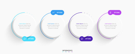 Vector Infographic label design template with icons and 4 options or steps. Can be used for process diagram, presentations, workflow layout, banner, flow chart, info graph.のイラスト素材