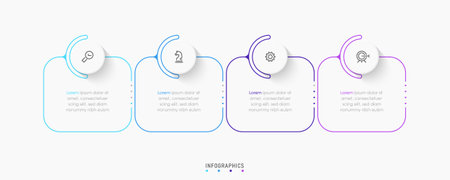 Vector Infographic label design template with icons and 4 options or steps. Can be used for process diagram, presentations, workflow layout, banner, flow chart, info graph.のイラスト素材