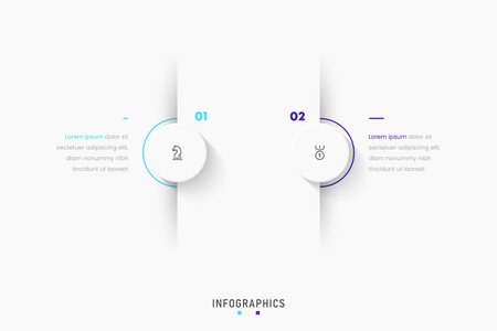 Vector Infographic label design template with icons and 2 options or steps. Can be used for process diagram, presentations, workflow layout, banner, flow chart, info graph.のイラスト素材