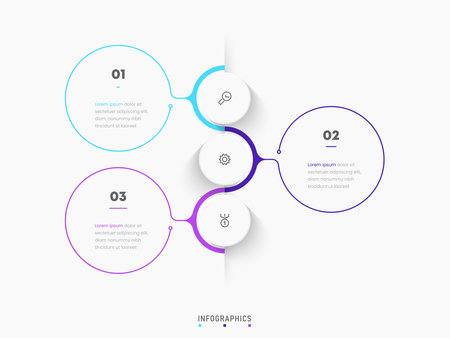 Vector Infographic label design template with icons and 3 options or steps. Can be used for process diagram, presentations, workflow layout, banner, flow chart, info graph.のイラスト素材