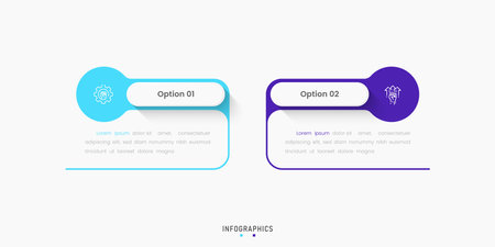 Vector Infographic label design template with icons and 2 options or steps. Can be used for process diagram, presentations, workflow layout, banner, flow chart, info graph.のイラスト素材