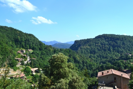 View of a landscape of Rupit village in Barcelona, Spain