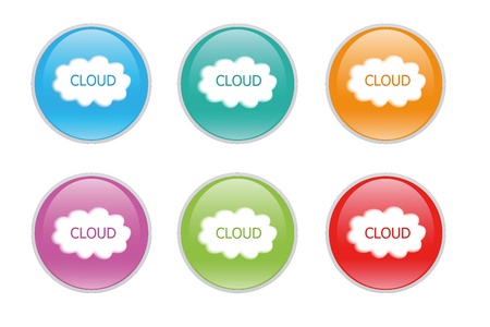 Colorful icons for the web with a cloud computing symbolの写真素材