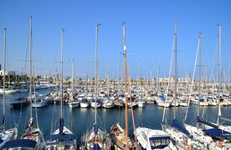 Boats at   Barcelona, Spainのeditorial素材