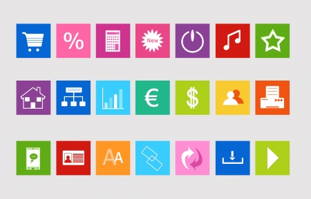 Set of icons for the Web in colors blue, green, red, pink, orange and yellowの写真素材