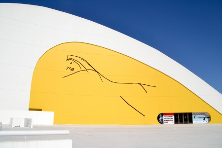 AVILES, SPAIN - APRIL 23: Niemeyer Center on April 23, 2013 in Aviles. Designed by Oscar Niemeyer, offers a multidisciplinary program dedicated to the most diverse art and cultural events.のeditorial素材