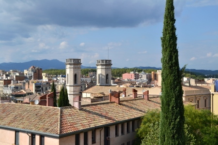 View of the city of Girona, Spainの写真素材