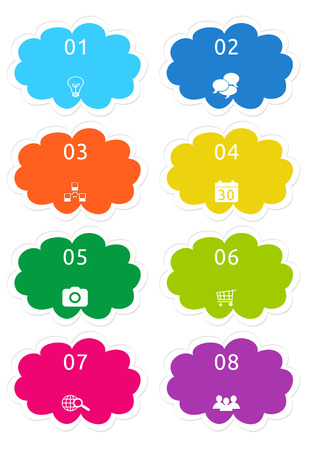 Colorful cloud shape buttons for Web page menu, marketing or presentationsの写真素材