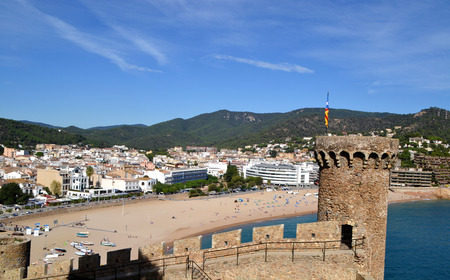 View of the city of Tossa de Mar in Girona, Spainのeditorial素材