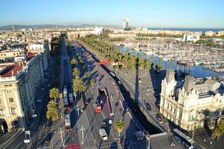 BARCELONA, SPAIN - NOVEMBER 12: View of the city of Barcelona, Spain on November 12, 2013. Barcelona is the second largest city in Spain and one of the most visited in the worldのeditorial素材
