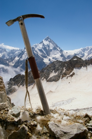 ice axe in the mountainsの写真素材